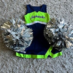 Girls Seattle Seahawks Cheer Uniform with Poms